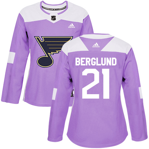 Adidas Blues #21 Patrik Berglund Purple Authentic Fights Cancer Women's Stitched NHL Jersey