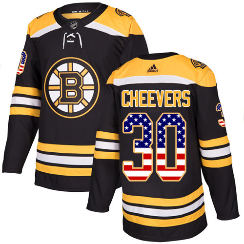 Adidas Bruins #30 Gerry Cheevers Black Home Authentic USA Flag Stitched NHL Jersey Adidas Bruins #30 Gerry Cheevers Black Home Authentic USA Flag Stitched NHL Jersey