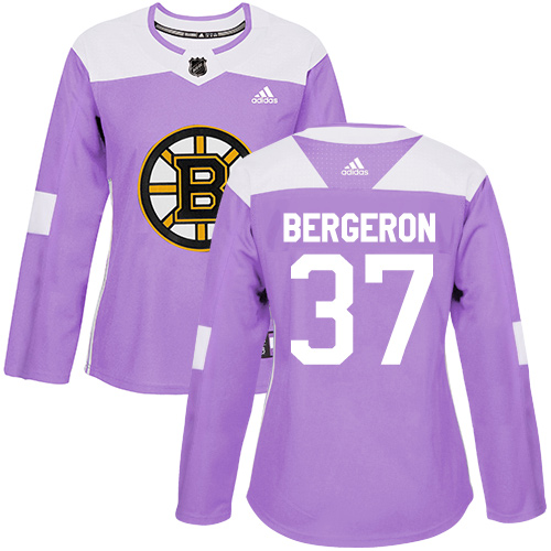 Adidas Bruins #37 Patrice Bergeron Purple Authentic Fights Cancer Women's Stitched NHL Jersey Adidas Bruins #37 Patrice Bergeron Purple Authentic Fights Cancer Women's Stitched NHL Jersey