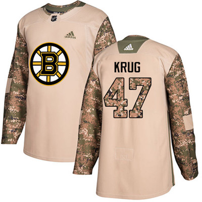 Adidas Bruins #47 Torey Krug Camo Authentic 2017 Veterans Day Youth Stitched NHL Jersey