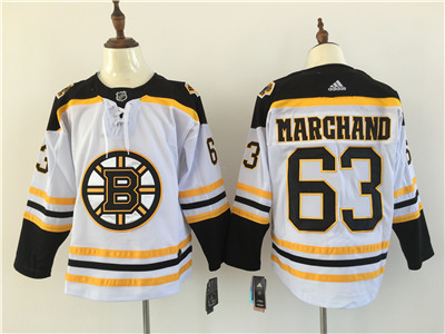 Adidas Bruins #63 Brad Marchand  White Stitched NHL Jersey.