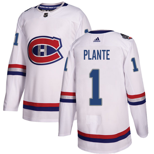 Adidas Canadiens #1 Jacques Plante White Authentic 2017 100 Classic Stitched NHL Jersey Adidas Canadiens #1 Jacques Plante White Authentic 2017 100 Classic Stitched NHL Jersey