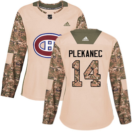 Adidas Canadiens #14 Tomas Plekanec Camo Authentic 2017 Veterans Day Women's Stitched NHL Jersey