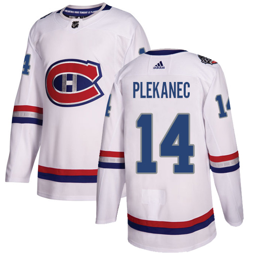 Adidas Canadiens #14 Tomas Plekanec White Authentic 2017 100 Classic Stitched Youth NHL Jersey