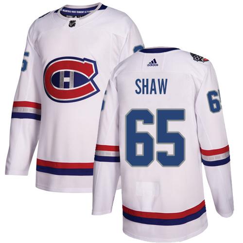 Adidas Canadiens #65 Andrew Shaw White Authentic 2017 100 Classic Women's Stitched NHL Jersey
