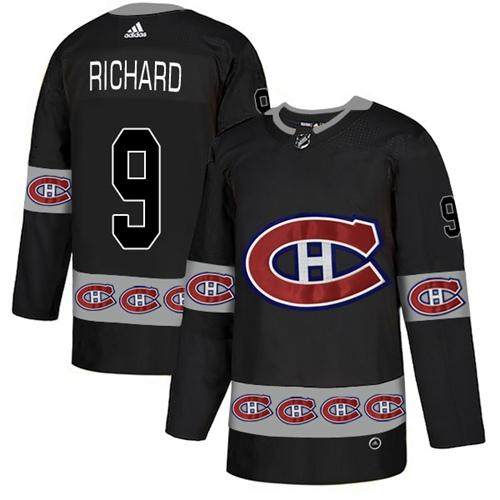 Adidas Canadiens #9 Maurice Richard Black Authentic Team Logo Fashion Stitched NHL Jersey Adidas Canadiens #9 Maurice Richard Black Authentic Team Logo Fashion Stitched NHL Jersey