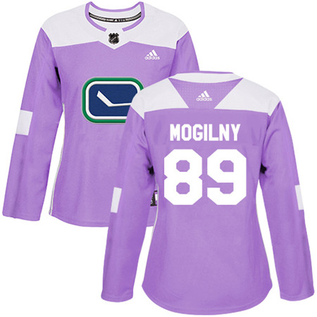 Adidas Canucks #89 Alexander Mogilny Purple Authentic Fights Cancer Women's Stitched NHL Jersey