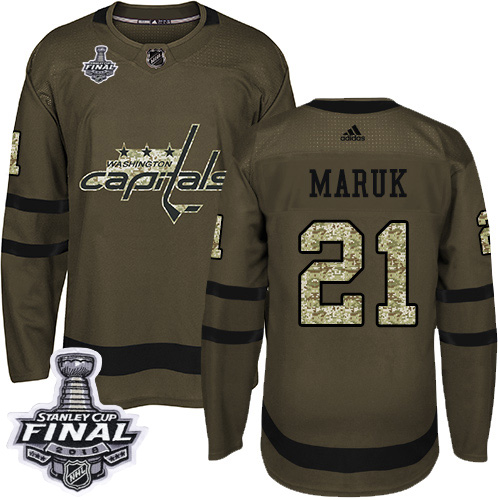 Adidas Capitals #21 Dennis Maruk Green Salute to Service 2018 Stanley Cup Final Stitched NHL Jersey
