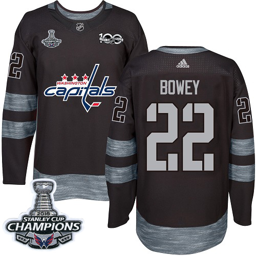Adidas Capitals #22 Madison Bowey Black 1917-2017 100th Anniversary Stanley Cup Final Champions Stitched NHL Jersey Adidas Capitals #22 Madison Bowey Black 1917-2017 100th Anniversary Stanley Cup Final Champions Stitched NHL Jersey