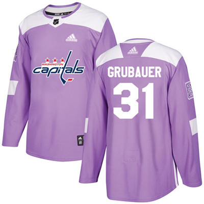 Adidas Capitals #31 Philipp Grubauer Purple Authentic Fights Cancer Stitched Youth NHL Jersey