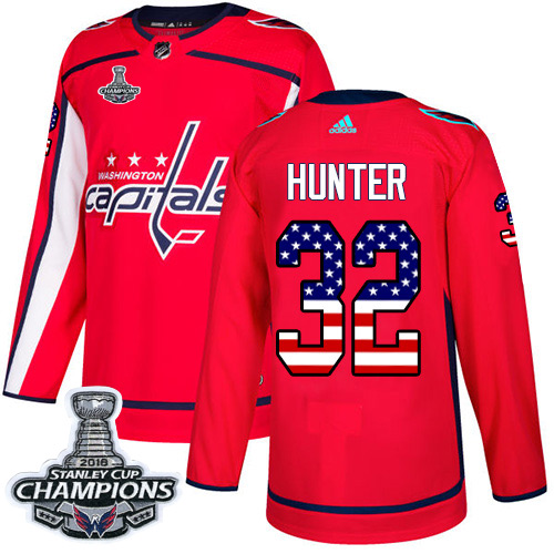 Adidas Capitals #32 Dale Hunter Red Home Authentic USA Flag Stanley Cup Final Champions Stitched NHL Jersey Adidas Capitals #32 Dale Hunter Red Home Authentic USA Flag Stanley Cup Final Champions Stitched NHL Jersey