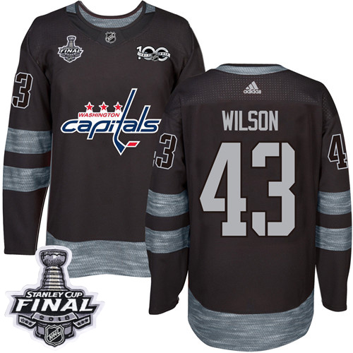 Adidas Capitals #43 Tom Wilson Black 1917-2017 100th Anniversary 2018 Stanley Cup Final Stitched NHL Jersey Adidas Capitals #43 Tom Wilson Black 1917-2017 100th Anniversary 2018 Stanley Cup Final Stitched NHL Jersey