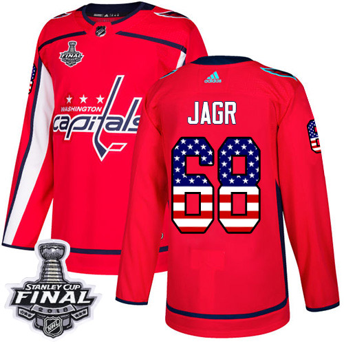 Adidas Capitals #68 Jaromir Jagr Red Home Authentic USA Flag 2018 Stanley Cup Final Stitched NHL Jersey Adidas Capitals #68 Jaromir Jagr Red Home Authentic USA Flag 2018 Stanley Cup Final Stitched NHL Jersey