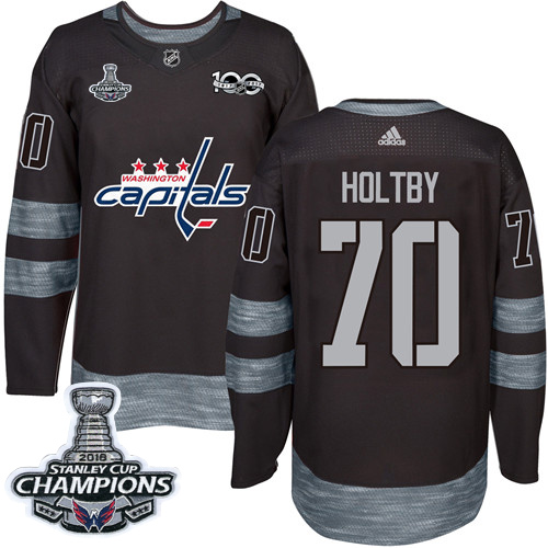 Adidas Capitals #70 Braden Holtby Black 1917-2017 100th Anniversary Stanley Cup Final Champions Stitched NHL Jersey Adidas Capitals #70 Braden Holtby Black 1917-2017 100th Anniversary Stanley Cup Final Champions Stitched NHL Jersey