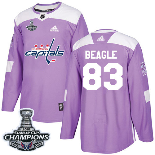 Adidas Capitals #83 Jay Beagle Purple Authentic Fights Cancer Stanley Cup Final Champions Stitched NHL Jersey