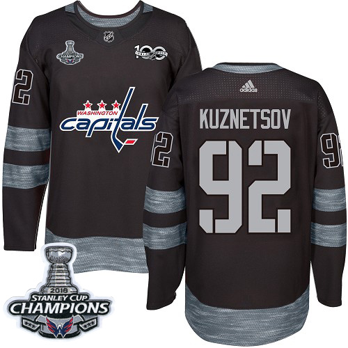 Adidas Capitals #92 Evgeny Kuznetsov Black 1917-2017 100th Anniversary Stanley Cup Final Champions Stitched NHL Jersey Adidas Capitals #92 Evgeny Kuznetsov Black 1917-2017 100th Anniversary Stanley Cup Final Champions Stitched NHL Jersey