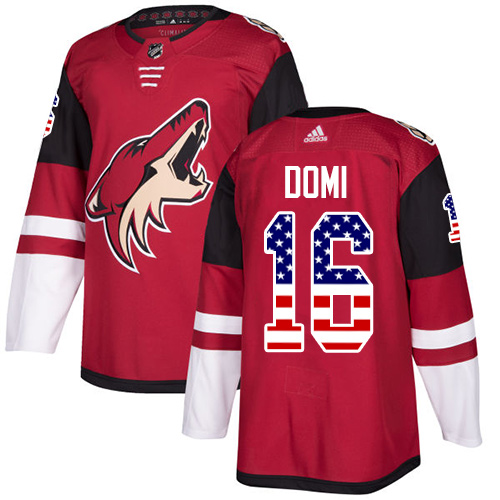 Adidas Coyotes #16 Max Domi Maroon Home Authentic USA Flag Stitched Youth NHL Jersey