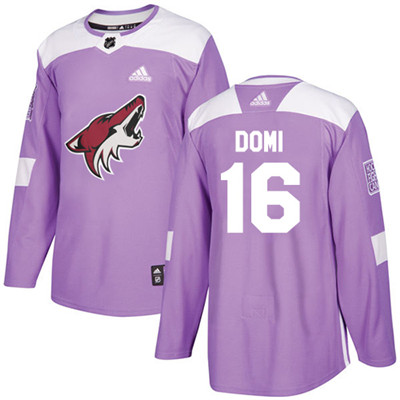 Adidas Coyotes #16 Max Domi Purple Authentic Fights Cancer Stitched Youth NHL Jersey