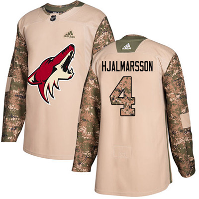 Adidas Coyotes #4 Niklas Hjalmarsson Camo Authentic 2017 Veterans Day Stitched Youth NHL Jersey