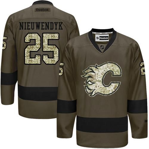 Adidas Flames #25 Joe Nieuwendyk Green Salute to Service Stitched NHL Jersey