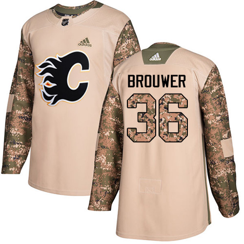 Adidas Flames #36 Troy Brouwer Camo Authentic 2017 Veterans Day Stitched NHL Jersey