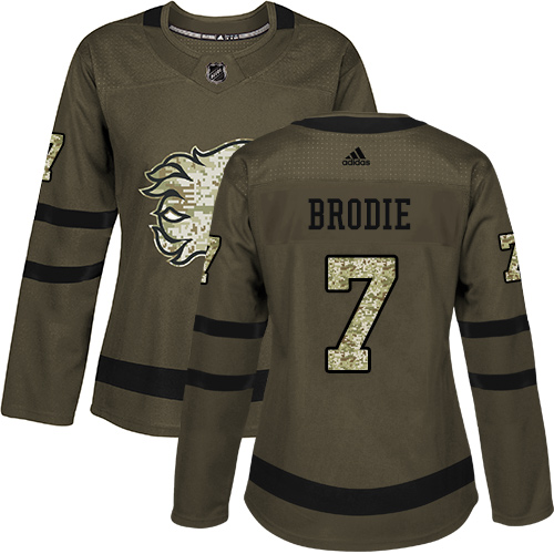 Adidas Flames #7 TJ Brodie Green Salute to Service Women's Stitched NHL Jersey Adidas Flames #7 TJ Brodie Green Salute to Service Women's Stitched NHL Jersey
