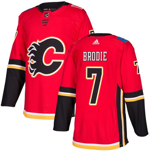 Adidas Flames #7 TJ Brodie Red Home Authentic Stitched Youth NHL Jersey Adidas Flames #7 TJ Brodie Red Home Authentic Stitched Youth NHL Jersey
