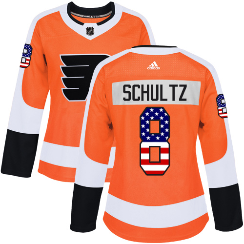 Adidas Flyers #8 Dave Schultz Orange Home Authentic USA Flag Women's Stitched NHL Jersey Adidas Flyers #8 Dave Schultz Orange Home Authentic USA Flag Women's Stitched NHL Jersey