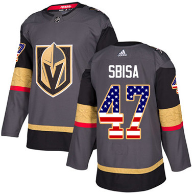 Adidas Golden Knights #47 Luca Sbisa Grey Home Authentic USA Flag Stitched Youth NHL Jersey