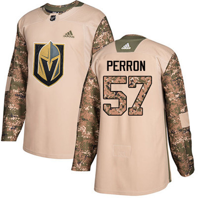 Adidas Golden Knights #57 David Perron Camo Authentic 2017 Veterans Day Stitched Youth NHL Jersey