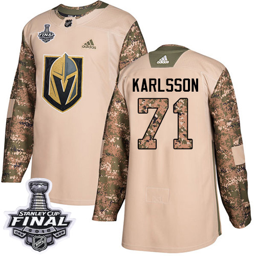 Golden Knights #71 William Karlsson Camo Authentic 2017 Veterans Day 2018 Stanley Cup Final Stitched Youth NHL Jersey