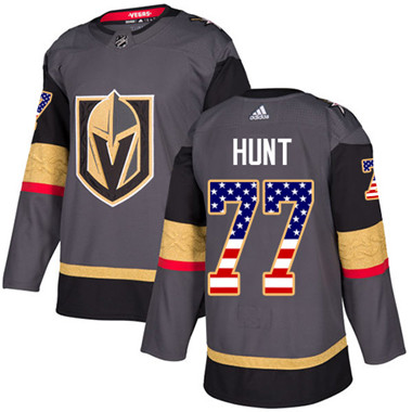 Adidas Golden Knights #77 Brad Hunt Grey Home Authentic USA Flag Stitched Youth NHL Jersey