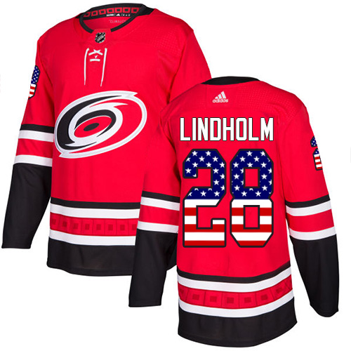 Adidas Hurricanes #28 Elias Lindholm Red Home Authentic USA Flag Stitched NHL Jersey Adidas Hurricanes #28 Elias Lindholm Red Home Authentic USA Flag Stitched NHL Jersey