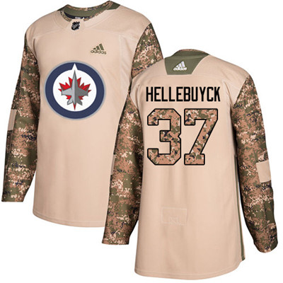 Adidas Jets #37 Connor Hellebuyck Camo Authentic 2017 Veterans Day Stitched Youth NHL Jersey
