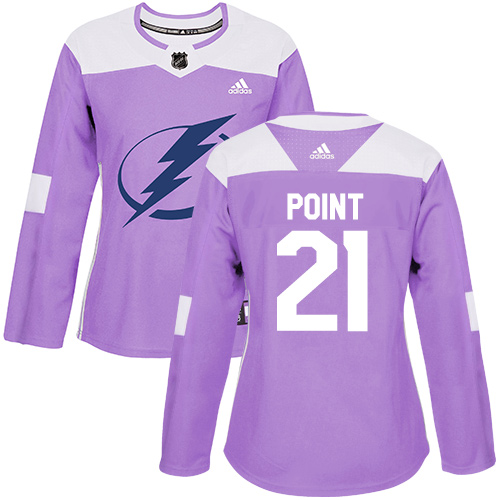 Adidas Lightning #21 Brayden Point Purple Authentic Fights Cancer Women's Stitched NHL Jersey