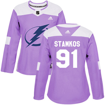 Adidas Lightning #91 Steven Stamkos Purple Authentic Fights Cancer Women's Stitched NHL Jersey Adidas Lightning #91 Steven Stamkos Purple Authentic Fights Cancer Women's Stitched NHL Jersey