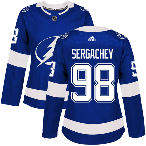 Adidas Lightning #98 Mikhail Sergachev Blue Home Authentic Women's Stitched NHL Jersey Adidas Lightning #98 Mikhail Sergachev Blue Home Authentic Women's Stitched NHL Jersey