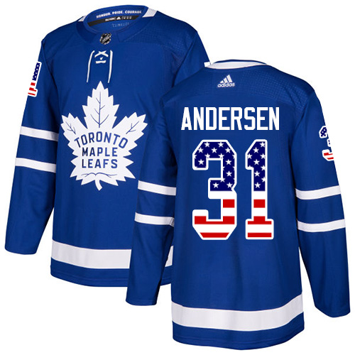 Adidas Maple Leafs #31 Frederik Andersen Blue Home Authentic USA Flag Stitched NHL Jersey Adidas Maple Leafs #31 Frederik Andersen Blue Home Authentic USA Flag Stitched NHL Jersey