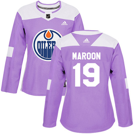 Adidas Oilers #19 Patrick Maroon Purple Authentic Fights Cancer Women's Stitched NHL Jersey 1