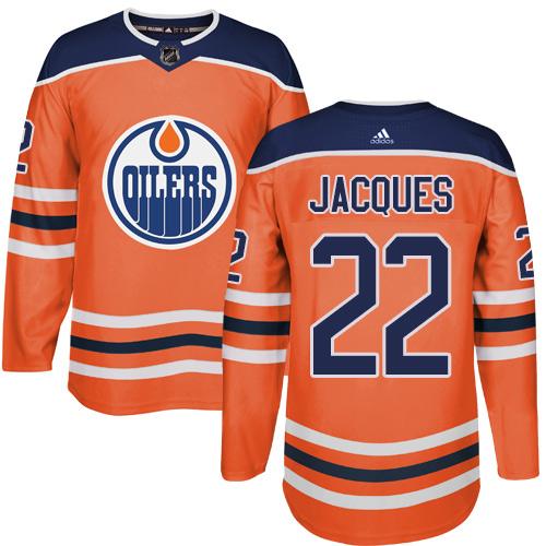 Adidas Oilers #22 Jean-Francois Jacques Orange Home Authentic Stitched NHL Jersey