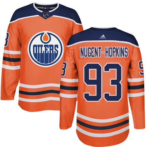 Adidas Oilers #93 Ryan Nugent-Hopkins Orange Home Authentic Stitched NHL Jersey