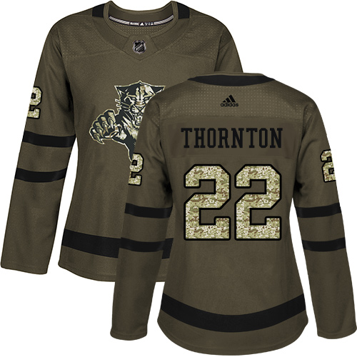 Adidas Panthers #22 Shawn Thornton Green Salute to Service Women's Stitched NHL Jersey