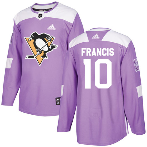 Adidas Penguins #10 Ron Francis Purple Authentic Fights Cancer Stitched NHL Jersey