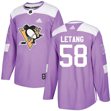 Adidas Penguins #58 Kris Letang Purple Authentic Fights Cancer Stitched Youth NHL Jersey