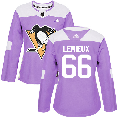 Adidas Penguins #66 Mario Lemieux Purple Authentic Fights Cancer Women's Stitched NHL Jersey