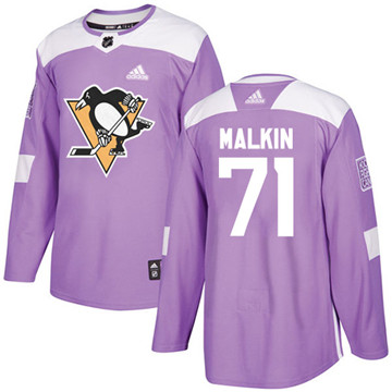 Adidas Penguins #71 Evgeni Malkin Purple Authentic Fights Cancer Stitched Youth NHL Jersey