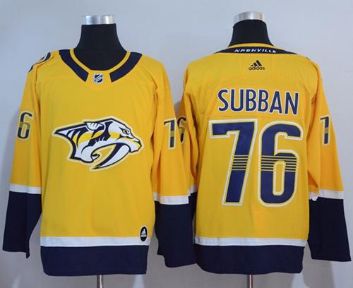Adidas Predators #76 P.K Subban Gold Home Authentic Stitched NHL Jersey