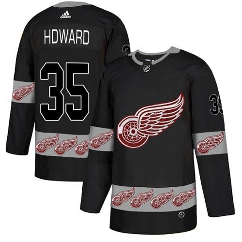 Adidas Red Wings #35 Jimmy Howard Black Authentic Team Logo Fashion Stitched NHL Jersey Adidas Red Wings #35 Jimmy Howard Black Authentic Team Logo Fashion Stitched NHL Jersey