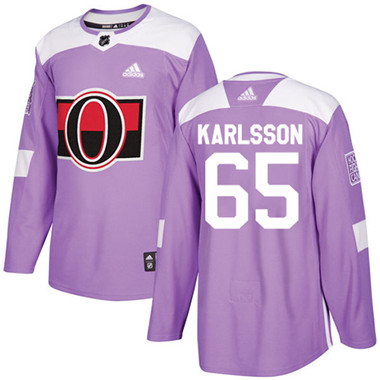 Adidas Senators #65 Erik Karlsson Purple Authentic Fights Cancer Stitched Youth NHL Jersey