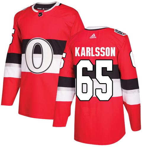 Adidas Senators #65 Erik Karlsson Red Authentic 2017 100 Classic Women's Stitched NHL Jersey